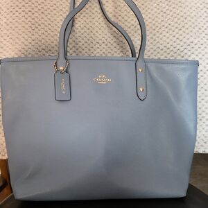Coach Blue Leather Tote Bag